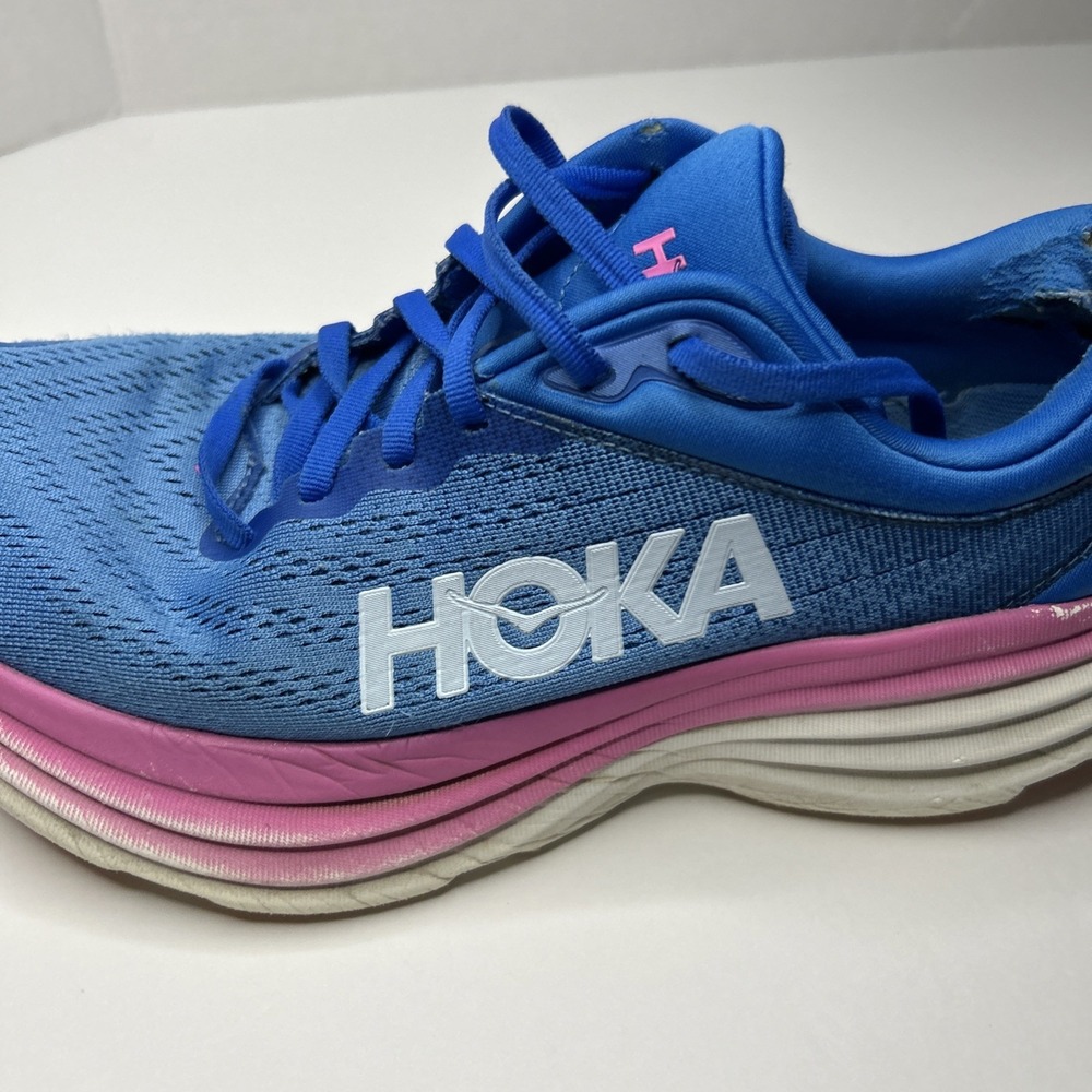 Size 9 B WOMENS Hoka Bondi 8 Coastal Sky Blue Pink - Picture 14 of 16
